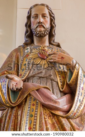 ANTWERP - SEPTEMBER 4: Heart of Jesus statue in Saint Willibrordus church on September 4, 2013 in Antwerp, Belgium
