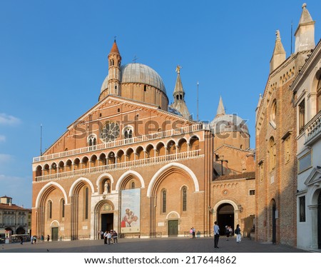 PADUA, ITALY - SEPTEMBER 8, 2014: Basilica del Santo or Basilica of Saint Anthony of Padova in evening.