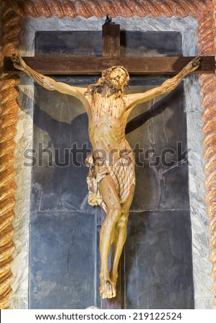 PADUA, ITALY - SEPTEMBER 10, 2014: The Crucifixion statue in the church Chiesa di San Gaetano and the chapel of the Crucifixion by Agostino Vannini from 17th century
