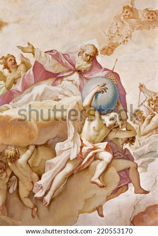 PADUA, ITALY - SEPTEMBER 8, 2014: The Father of eternity. Fresco on the main apse of Basilica di Santa Giustina by Sebastiano Ricci (1700).