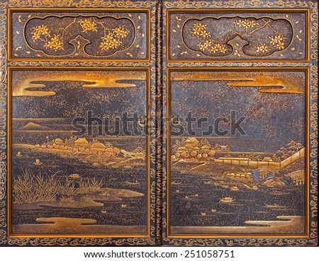 SAINT ANTON, SLOVAKIA - FEBRUARY 26, 2014: Detial from furniture in the Chinese saloon from 19. cent. in palace Saint Anton.