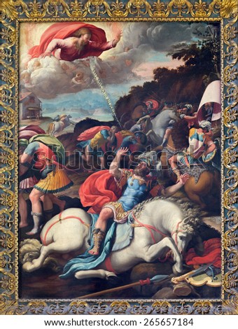 ROME, ITALY - MARCH 25, 2015: The Conversion of st. Paul painting of Marco da Siena (1545) in church Santo Spirito in Sassia.