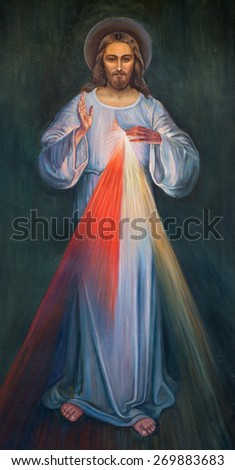 JERUSALEM, ISRAEL - MARCH 4, 2015: The modern paint of Jesus in Armenian Church Of Our Lady Of The Spasm by unknown artist.