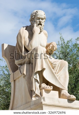 Athens - The statue of Socrates in front of National Academy building by the Italian sculptor Piccarelli (from 19. cent.)