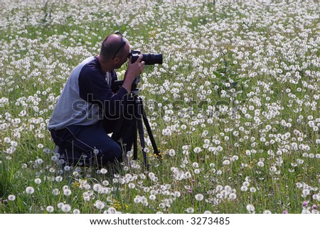 photographer in meadow