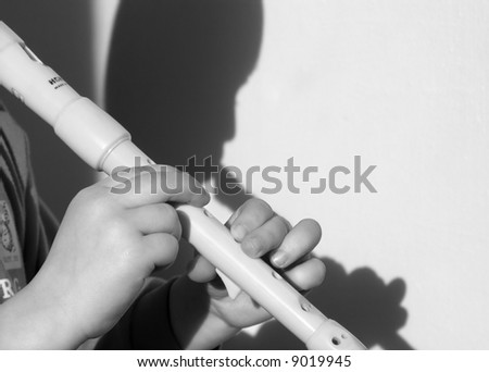 shadow of flute playing