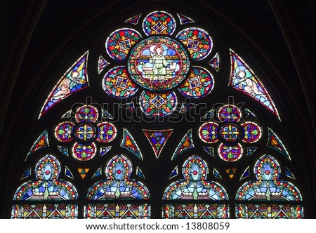 window-pane from Notre-Dame cathedral in Paris - detail