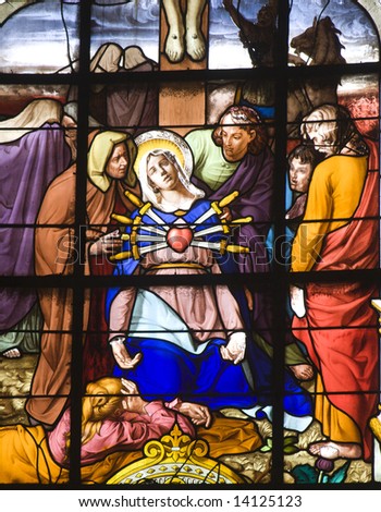 window-pane from Paris - sufferance of holy mary