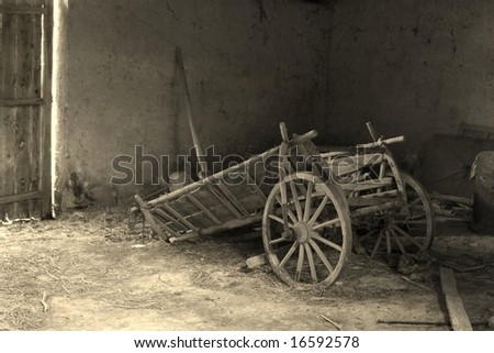 old cart in barn