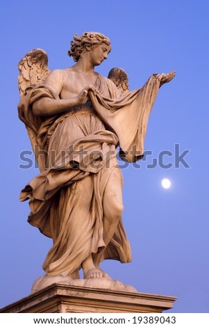 Angel - Angels castle in Rome - evening