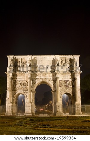 Rome - Constantine triumph arch in night