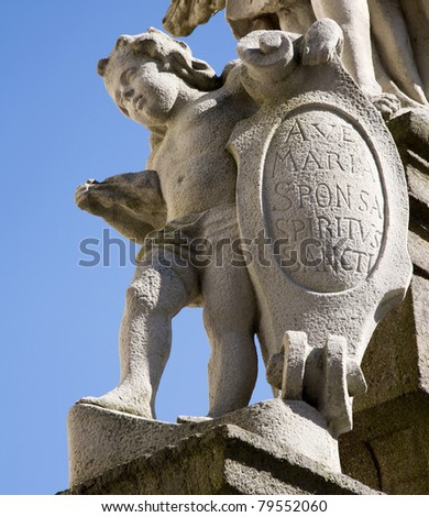 angel from baroque column in Banska Stiavnica - Slovakia