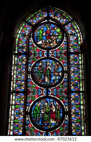 Paris - windowpane from Saint Denis gothic church