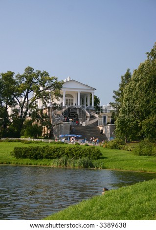 Cameron Gallery in Catherine park. Tsarskoye Selo  is a former Russian residence of the imperial family and visiting nobility 24 km south from the center of St. Petersburg.