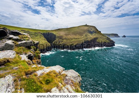 The harbour entrance and dramatic scenery at Boscastle Cornwall England UK