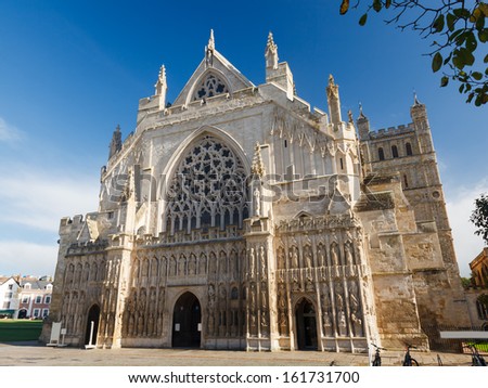 The Grand Gothic Style Cathedral At Exeter Devon England Uk