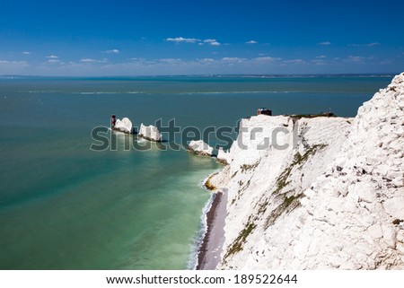 The Needles rock formation on the Isle Of Wight England UK Europe