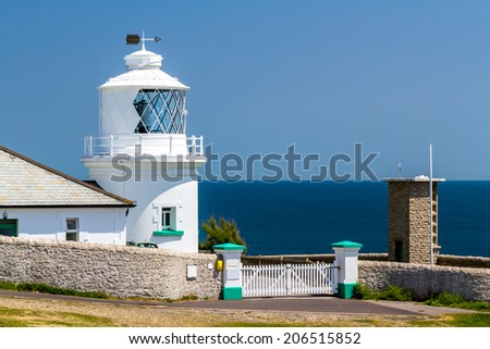The 1881 Anvil Point Lighthouse on the coast of Dorset England UK Europe