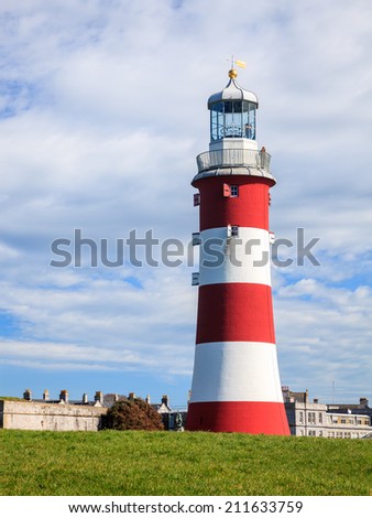 The former Eddystone Lighthouse, Smeaton\'s Tower was rebuilt on Plymouth Hoe to Celebrate it groundbreaking design.
