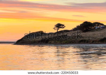Sunset on The Fleet Lagoon near Weymouth Dorset England UK Europe