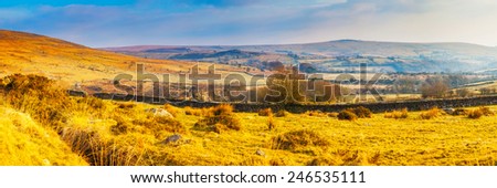 Rugged moorland scenery near Tavy Cleave in Dartmoor National Park, Devon England UK