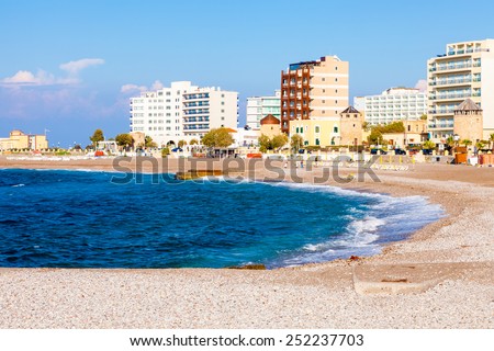 Sunny day the Beach at Rhodes Greece Europe