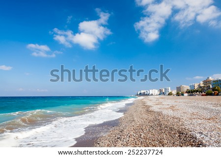 Sunny day on Akti Miaouli Beach at Rhodes Greece Europe