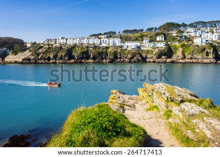 Views across the river to Fowey from Polruan Block House Cornwall England UK Europe