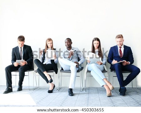 Stressful people waiting for job interview