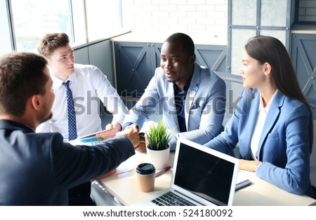 Job applicant having interview. Handshake while job interviewing