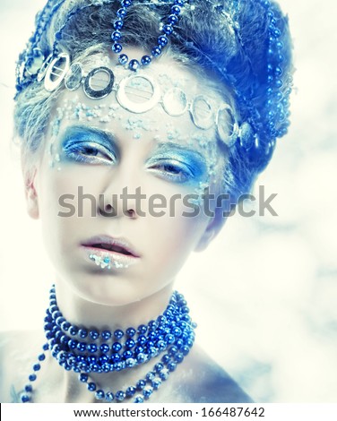 Ice-princess.Christmas Winter Fairy woman.