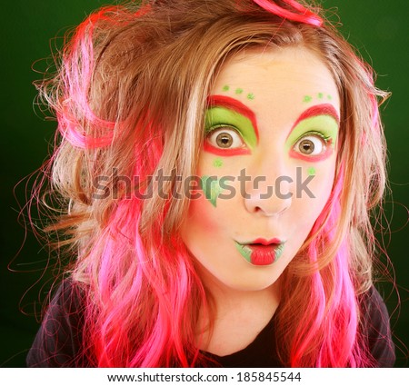 funny girl with crazy visage