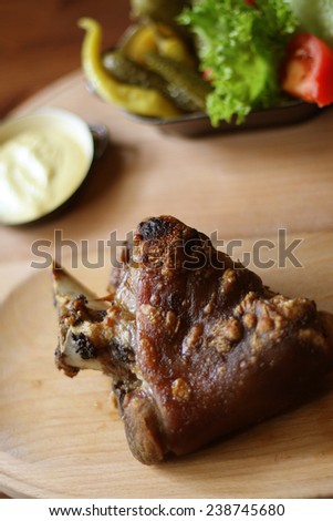 Roasted pork knee in a czech restaurant, Prague