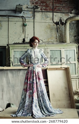 Elegant woman in romantic dress. Fashion shot.