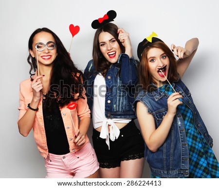 stylish sexy hipster girls best friends ready for party