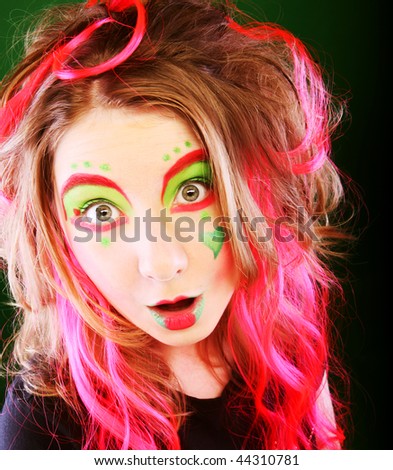 funny girl with crazy make-up