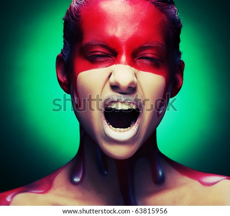 stock photo young woman with creative faceart