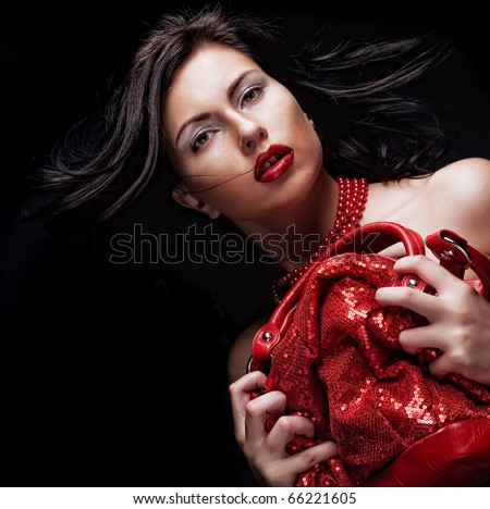 fashion young woman with red bag