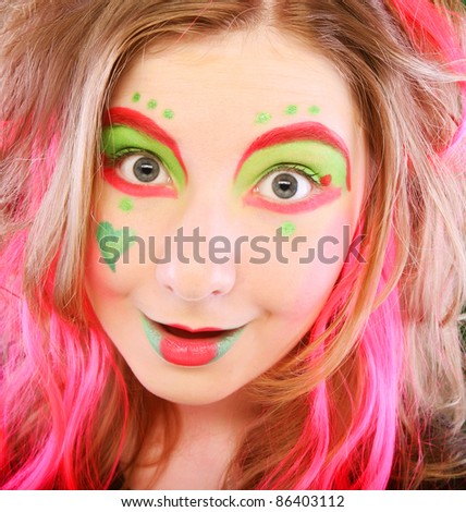 funny girl with crazy make-up