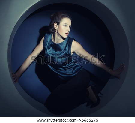 beautiful sexy woman posing in circle