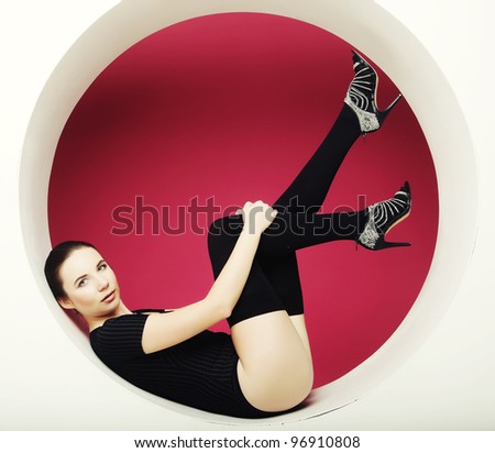 beautiful sexy woman posing in circle