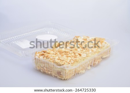 cake in transparent box (blister) from supermarket