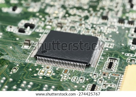 chip on motherboard (mainboard) with controllers, ports and wires