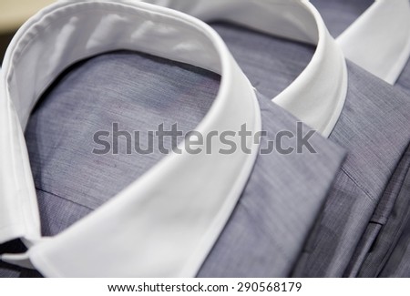 mens shirts production (zoomed white collars)