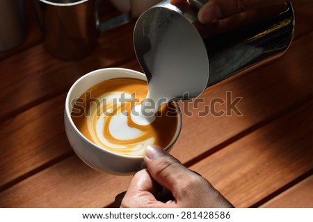 Making of cafe latte art,Tulip