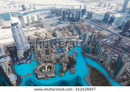View from the viewing platform in the Burj Khalifa Dubai