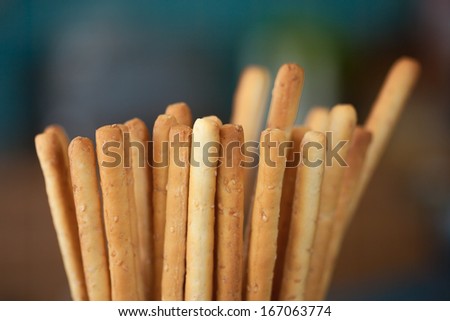 Close-up of bread sticks, with a shallow depth of field