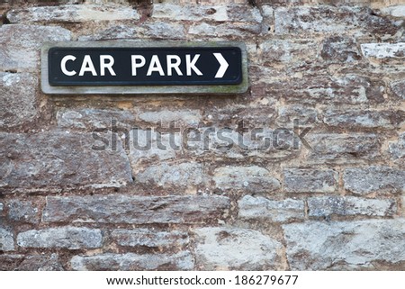 Sign for Car Park on a slate wall