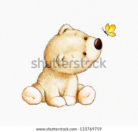 Cute Teddy bear and butterfly Cute Teddy bear and butterfly