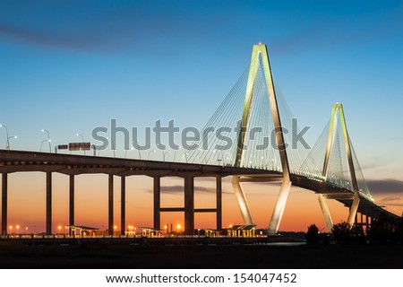 Charleston South Carolina Ravenel Cooper River Bridge Sunset